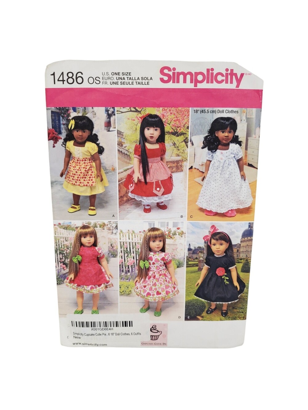 Simplicity Doll Sewing Pattern For Dolls 1486 Doll Dresses Costumes CUT